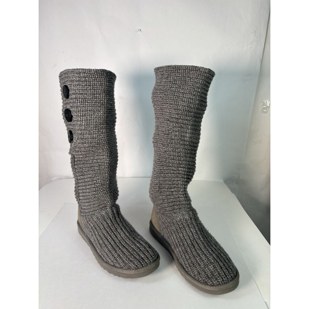 UGG Australia Classic Cardy Knit Boots Grey Womens Size 9 S/N 5819